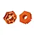 Two orange anodised aluminium wheel hex adapters with claw design and engraved +3MM text on a plain white background.