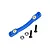 GPM blue aluminium steering linkage part with brass inserts, two conical washers, and two black screws on a white background.