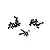 A set of black countersunk screws arranged into distinct groups on a clean white background.