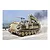 Box art painting of an Academy 1/35 scale M113 Fitter ARV military vehicle driving on a road with smoke in the background.