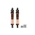 GPM aluminium 102mm front adjustable shocks in black with orange springs, displayed with four mounting screws.