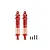 Two red aluminium 102mm RC shock absorbers with orange springs and mounting screws on a white background.