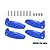 Four blue anodized aluminium flex blades extensions with screws and ball ends arranged on a white background.