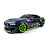HPI Stage-D10 Ford Mustang GT RC drift car in 1/10 scale featuring vibrant blue and black livery with bright green wheels.