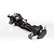 Studio product view of the assembled black composite chassis for the HPI Stage-D10 RC drift car, featuring electric motor, electronics, and suspension without body.