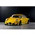 Yellow Pandora RC RWB 993 Type drift body shell mounted on a chassis with wide body kit and large rear wing.
