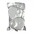 Sealed silver foil packaging containing a pair of white organic vapour filters against a plain white background.