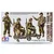 Tamiya 1/35 scale British Paratroopers with small motorcycles plastic model kit box art showing four soldiers and two motorcycles.