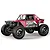 Studio shot of the Maverick Scout24 1/24 scale electric 4WD RC rock crawler in red, featuring a roll cage and large tires.