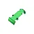 GPM aluminium rear skid plate in green for 1/16 scale RC models, studio product shot on white background.