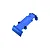 Blue anodized aluminium rear skid plate for 1/16 scale RC models, shot against a plain white background.