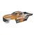 Arrma Mini Kraton body shell featuring an orange, white, and grey geometric livery with printed branding.
