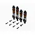 Arrma assembled shock set with orange and black dampers and mounting hardware on a white background.