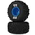 Arrma dBoots Cut Chevron MT tyre and wheel set glued with blue rims and white ARRMA logos against a plain white background.