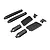 Arrma Body Accessories Set featuring black plastic body parts, vents, and canisters for the Mojave 6S V3 on a white background.