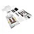 Axial clear Jeep JT Gladiator body set laid out with black plastic accessories, window masks, and sticker sheets on a white background.
