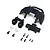 Axial black front bumper set components including bumper, mounts, and hardware arranged on a white background.