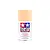 A 100ml can of Tamiya TS-77 Flat Flesh lacquer spray paint for plastic models, featuring the Tamiya logo and safety warnings on a white background.