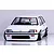Front view of a white Honda Civic RC drift car body shell on a reflective surface with Pandora RC decals.