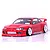 Red RC drift car body shell modelled after the S15 Silvia with BN Sports styling, white wheels, and a reflective white background.