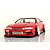Red RC drift car body shell styled as an S14 Silvia with Origin Labo aero, mounted on a chassis with white wheels against a white background.