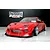 A red Pandora RC Mazda RX-7 FD3S RC drift car body shell with BN Sports styling displayed on a white marble surface in front of a black wall.