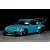 A painted Pandora RC RWB 993 Type body shell in light blue with wide fenders, black wheels, and sponsor decals.
