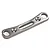 A gunmetal grey aluminium suspension arm pin mount for an RC car, featuring a curved design with two mounting holes and a central slot.
