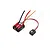 Hobbywing QuicRun 10BL80 brushless electronic speed controller with attached power wires and external switch.