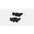 A set of six black metal button head screws arranged in two groups on a plain white background.