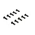 Ten black countersunk head screws arranged neatly on a plain white background.
