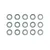 Fifteen flat steel washers arranged in three rows of five against a plain white background.