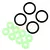 Yeah Racing DDC Shocks O-Ring Set featuring four larger black o-rings and ten smaller light green o-rings arranged on a white background.