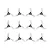 Set of twelve clear grey 3-blade propellers for RC drones arranged in a 3x4 grid against a white background.