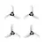 Four clear grey 3-blade propellers arranged in a two by two grid on a plain white background.