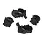 Four black plastic portal axle case parts displayed on a white background, representing RGT portal axle cases.