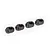 Four grey aluminium suspension pin retainers laid out in a row against a clean white background.
