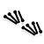 Eight black metal cap head screws arranged in two groups of four on a white background.