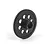 A black plastic RC spur gear with multiple lightening holes and a central splined hub, isolated on a white background.