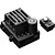 MJX RC E45P electronic speed controller with cooling fan enclosure and a separate power button module against a white background.