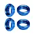 Four blue anodized aluminium shock collars shown from angled and top perspectives on a plain white background.