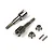 BlackZon steel rear wheel axles set including two axles, two flanged lock nuts, and two small drive pins on a white background.