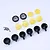 FMS spotlight set featuring black plastic housings, yellow lenses, protective grilles, and mounting hardware on a white background.