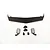 RGT 1/10 window visor eaves and rear view mirror set laid out on a white background, including black plastic visor, two mirrors, and mounting hardware.