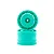 Two peppermint green RC buggy rear rims stacked against a clean white background in a studio shot.