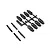 Kyosho adjustable upper arm set including black plastic suspension rod ends on a parts tree and four threaded metal turnbuckle rods on a white background.