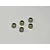 Five small silver metal pivot balls arranged on a plain white background.