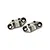 Kyosho gunmetal aluminium front upper pivot mounts, two pieces labeled L and R against a plain white background.
