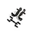Kyosho aluminium steering hub carriers in gunmetal with associated plastic parts on a white background.