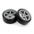 Two Kyosho FZ02 drift tyres mounted on grey 5-spoke rims against a clean white background.